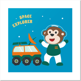 Cute monkey astronaut Posters and Art